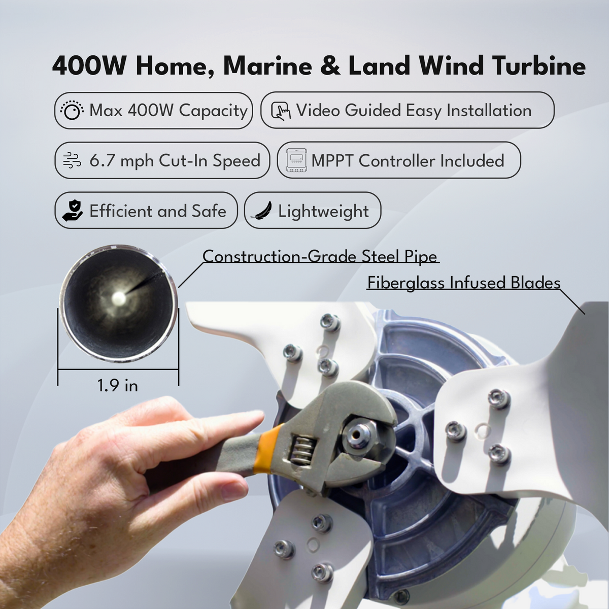 Automaxx 400W Marine Wind Turbine Bundle Set